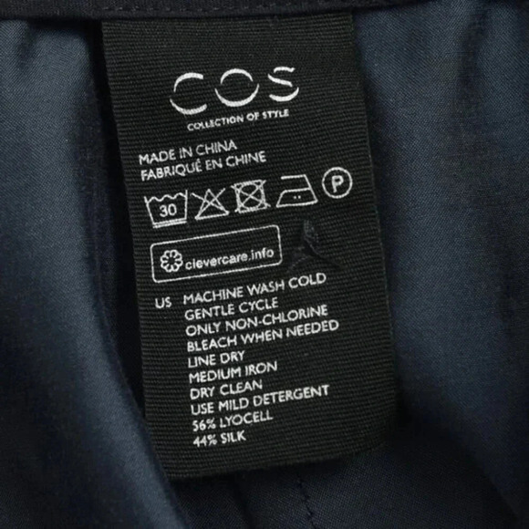 COS Silk Wide Leg Navy Blue Pants Trousers High Waist Size  12 - Picture 10 of 13